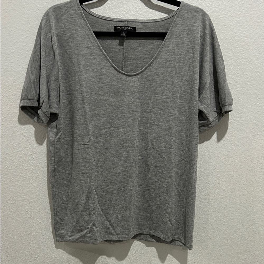 Banana Republic Heather Gray V-Neck Tee